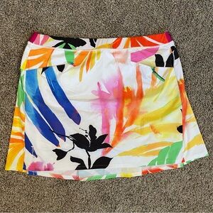 Ralph Lauren RLX Women's Printed Aim Skort Vibrant Palm Print Size Large Stretch
